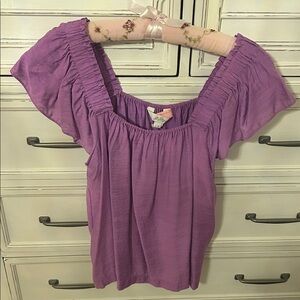 Lilly Pulitzer Lavender Ruffled Off-Shoulder Top